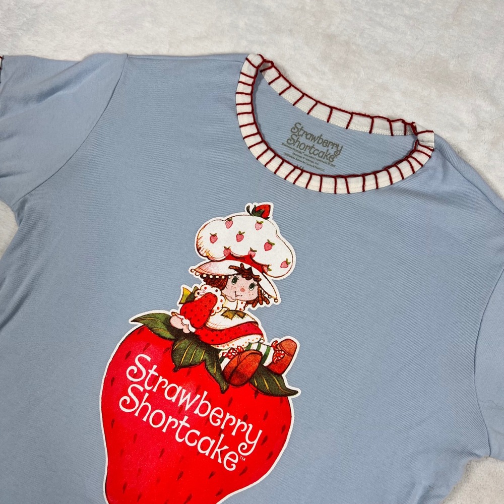 Strawberry Shortcake Graphic Tee Ringer Collar Retro‎ Cartoon XL